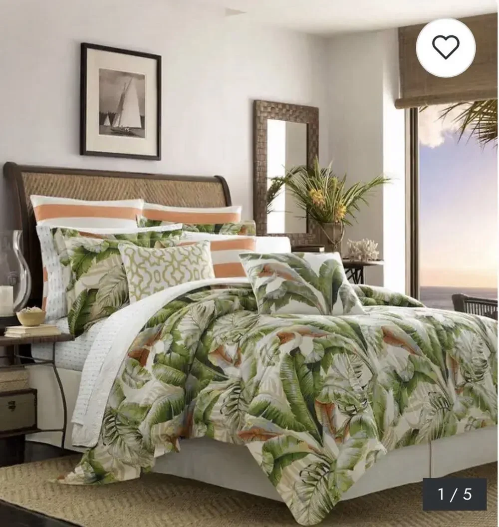 Tommy Bahama 3-Pce King Duvet Cover Set- Botanical - Palmiers Green Tropical